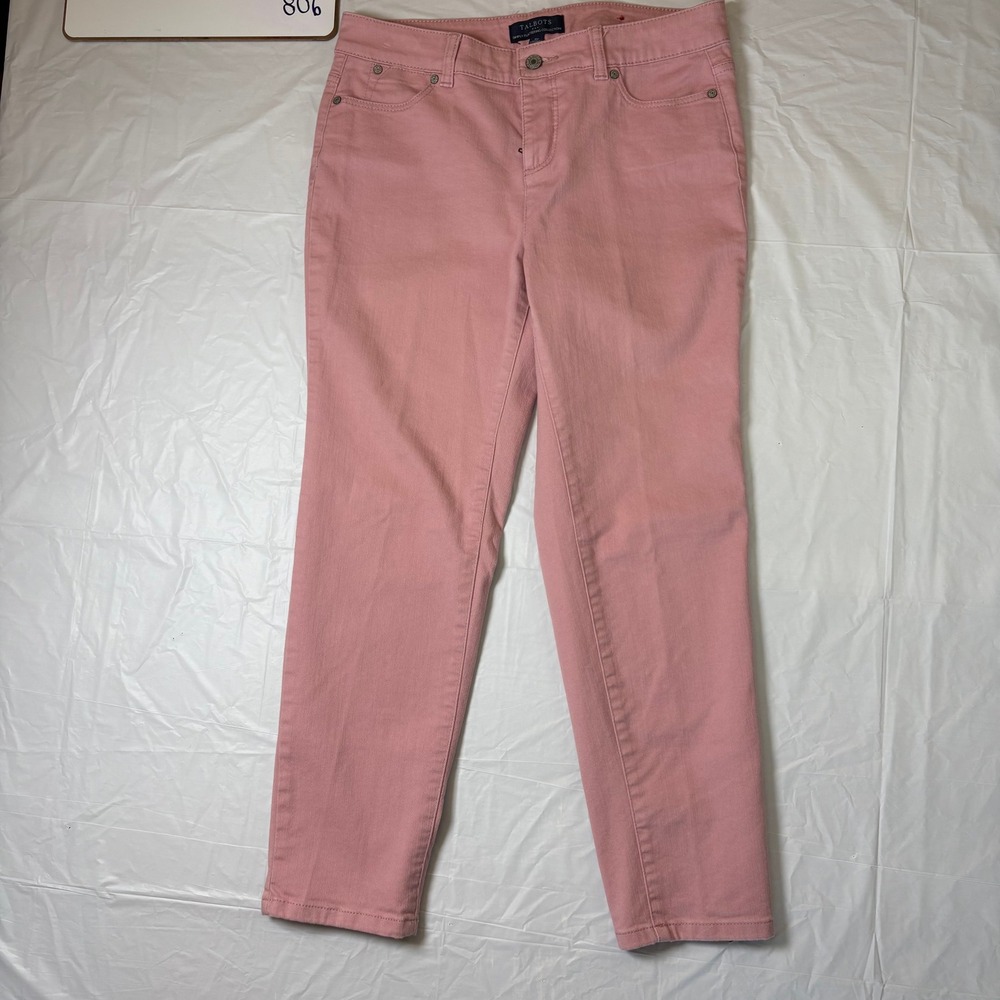 Talbots Simply Flattering‎ Pink Ankle Jeans Pants Womens 8P Straight Leg Stretch